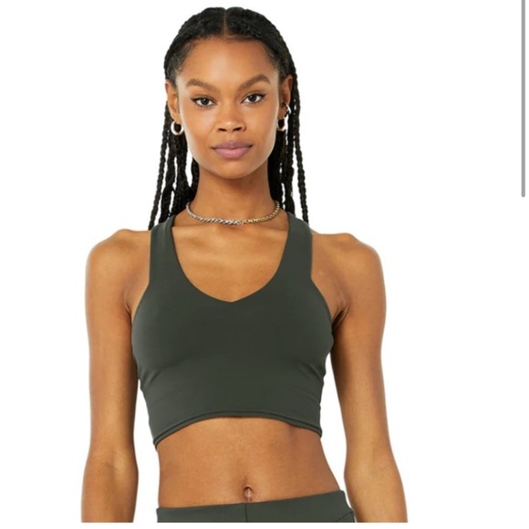 ALO Yoga Green Seamless Sports Bra - Picture 1 of 4